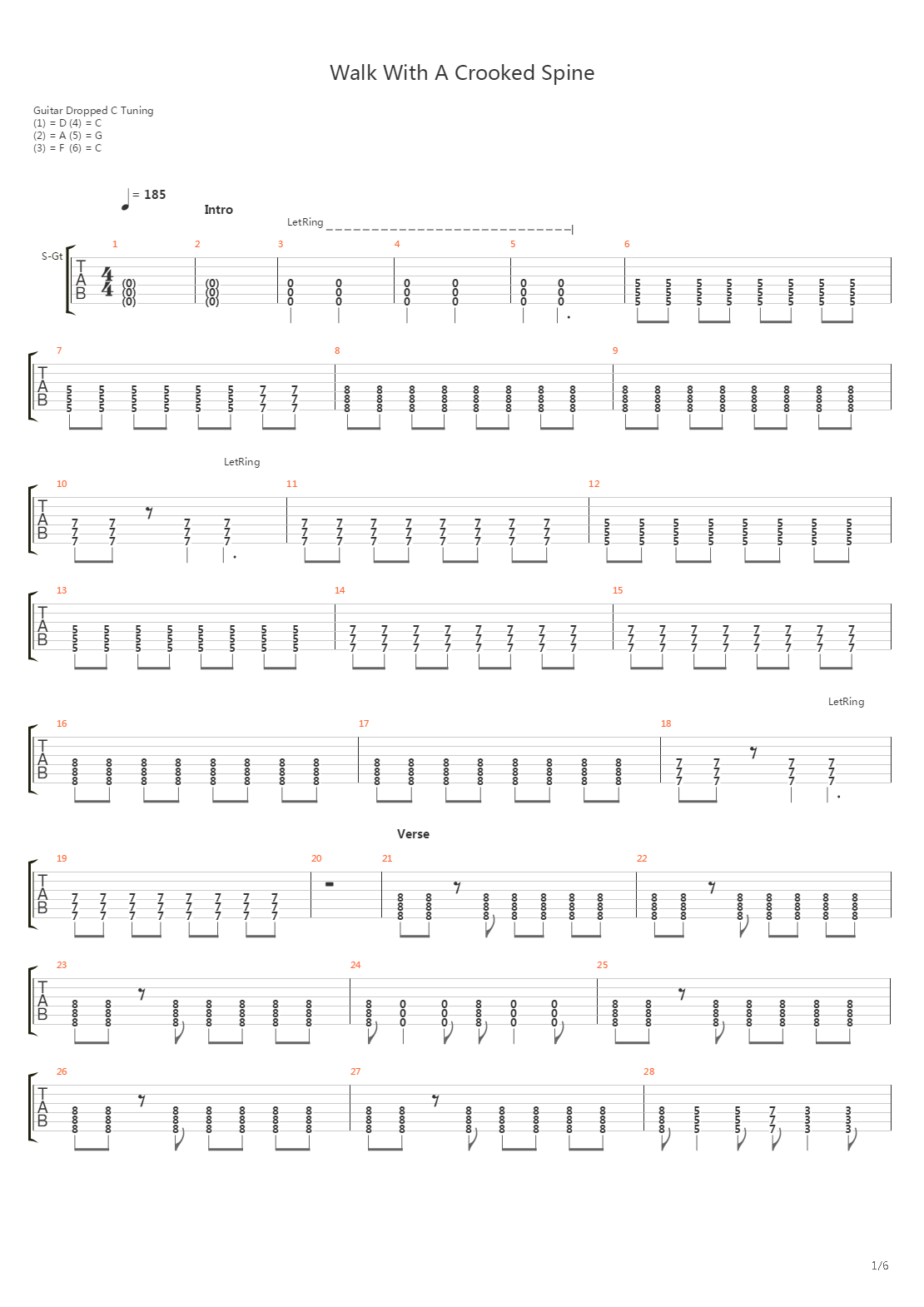 Walk With A Crooked Spine吉他谱