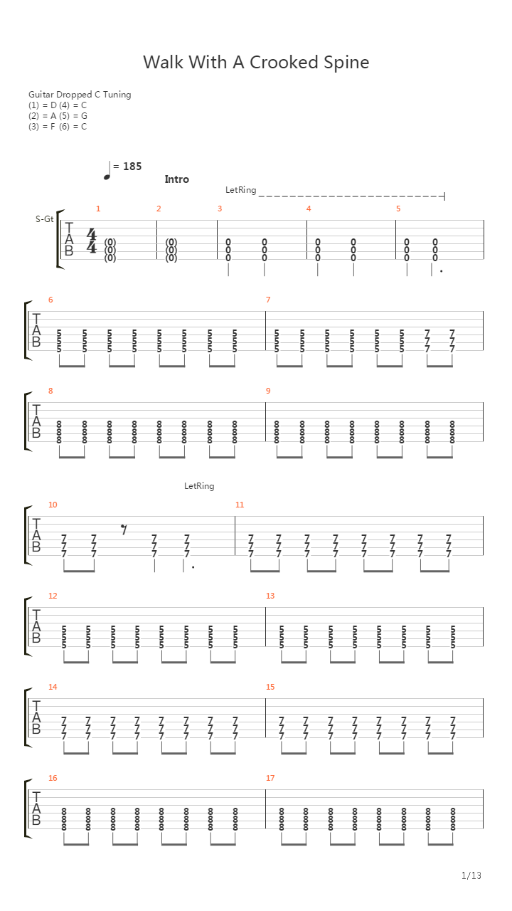 Walk With A Crooked Spine吉他谱