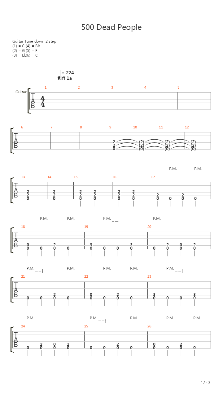 500 Dead People吉他谱