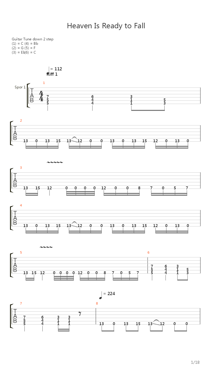 Heaven Is Ready To Fall吉他谱
