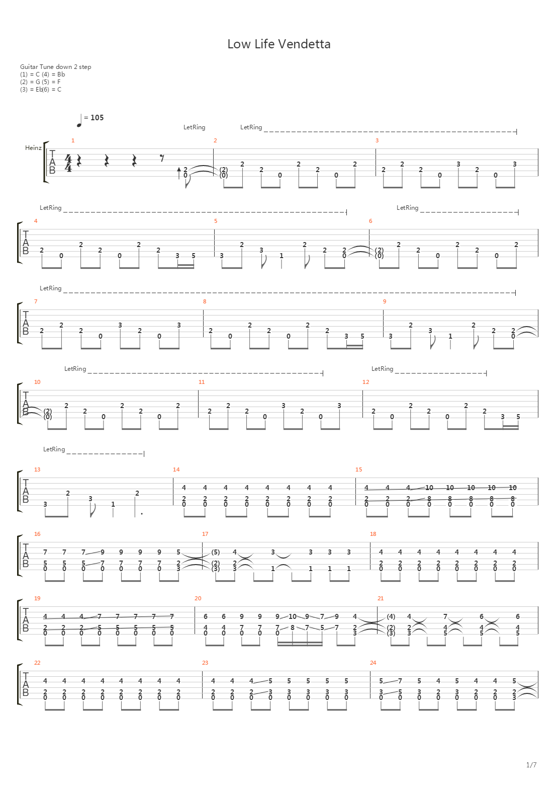 Low Life Vendetta吉他谱