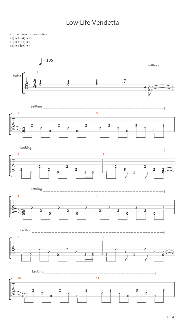 Low Life Vendetta吉他谱