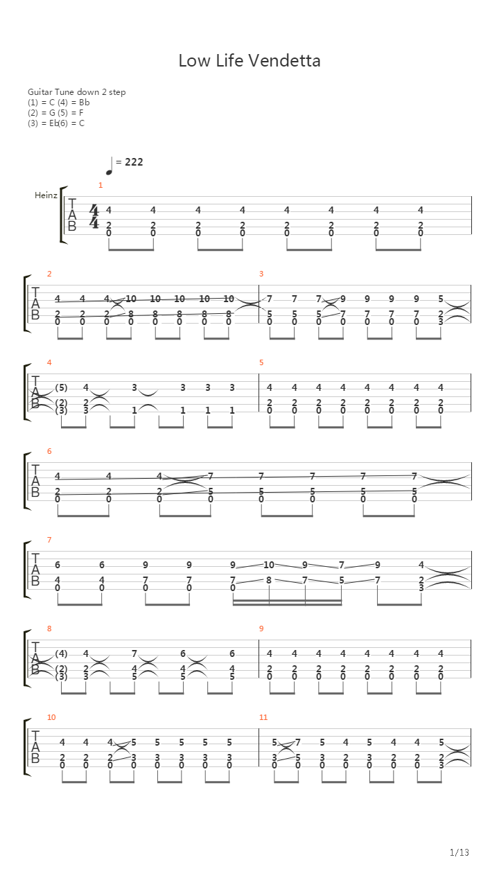 Lowlife Vendetta吉他谱