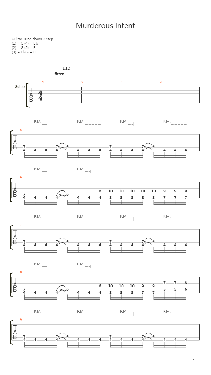 Murderous Intent吉他谱