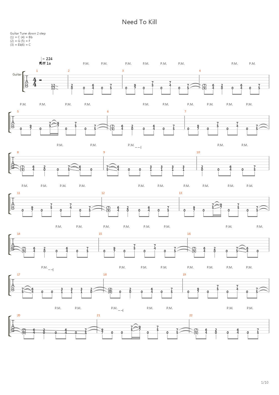 Need To Kill吉他谱