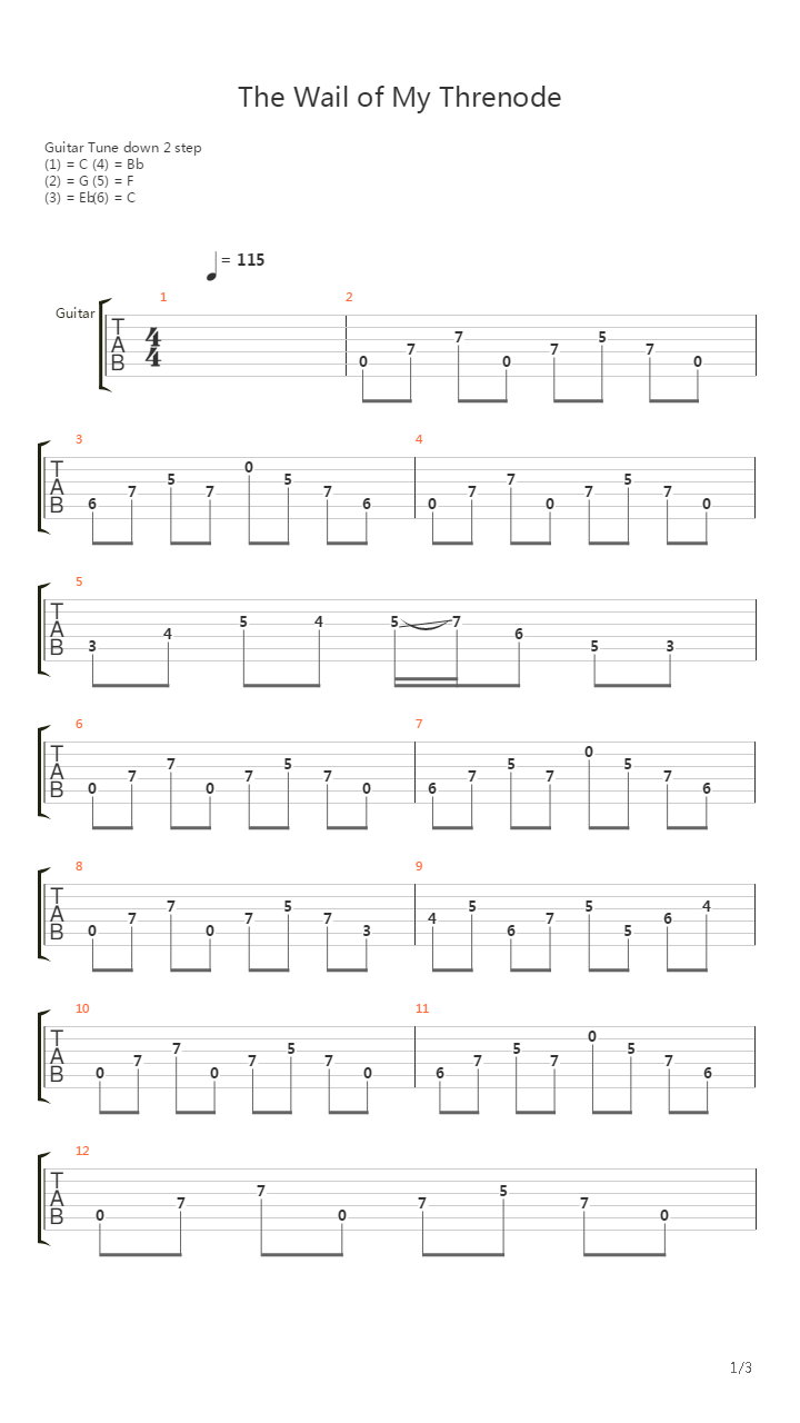 The Wail Of My Threnode吉他谱