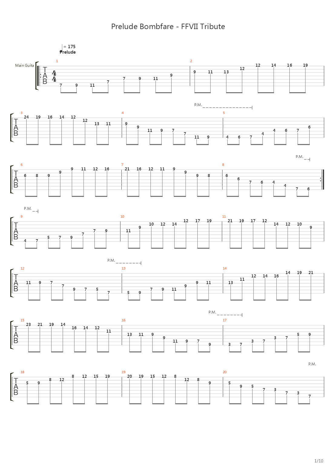 Prelude Bombfare - Ffvii Tribute吉他谱