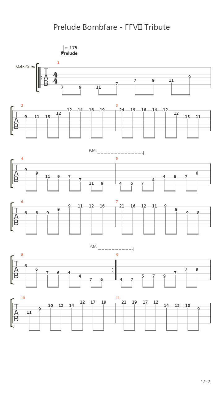 Prelude Bombfare - Ffvii Tribute吉他谱