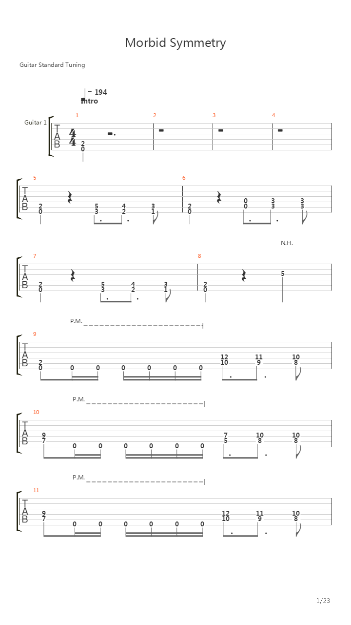 Morbid Symmetry吉他谱