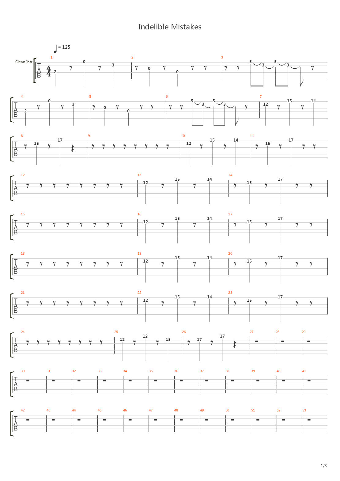 Indelible Mistakes吉他谱