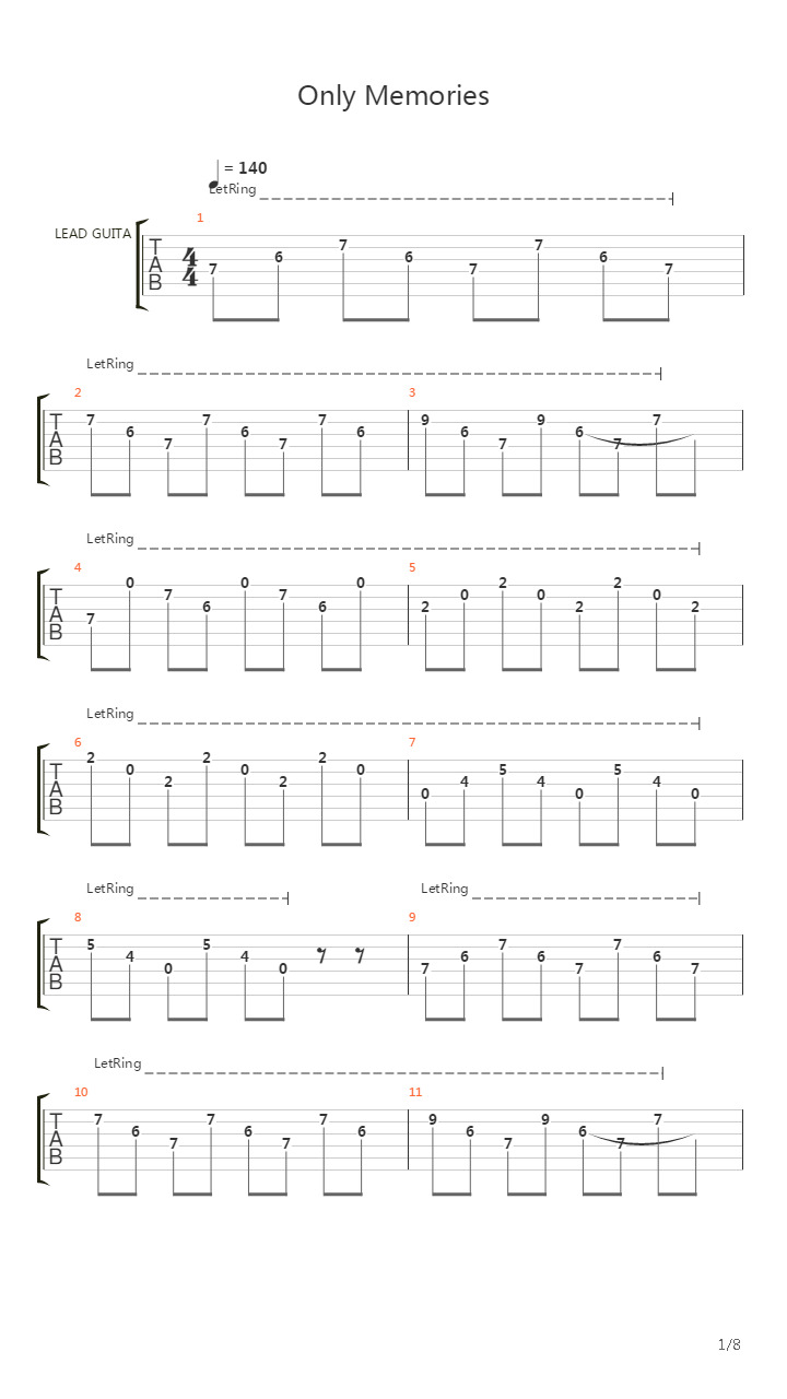 Only Memories吉他谱