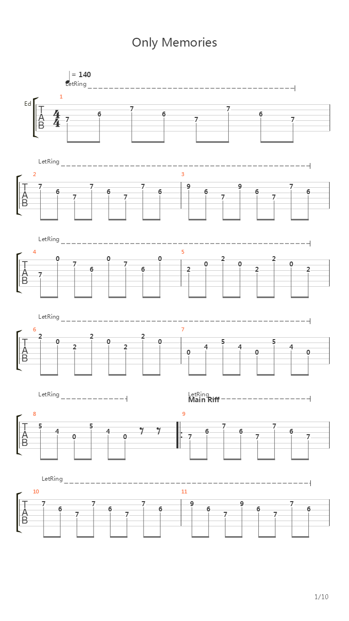 Only Memories吉他谱