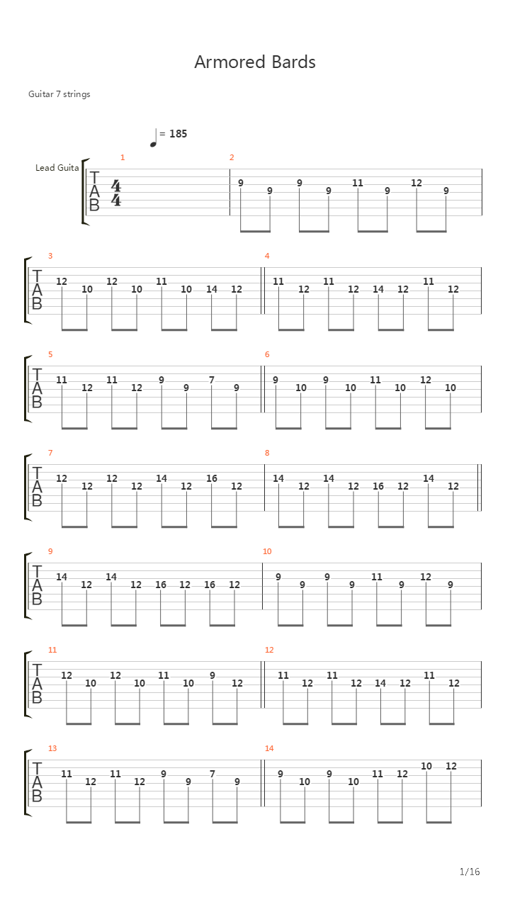 Armored Bards吉他谱