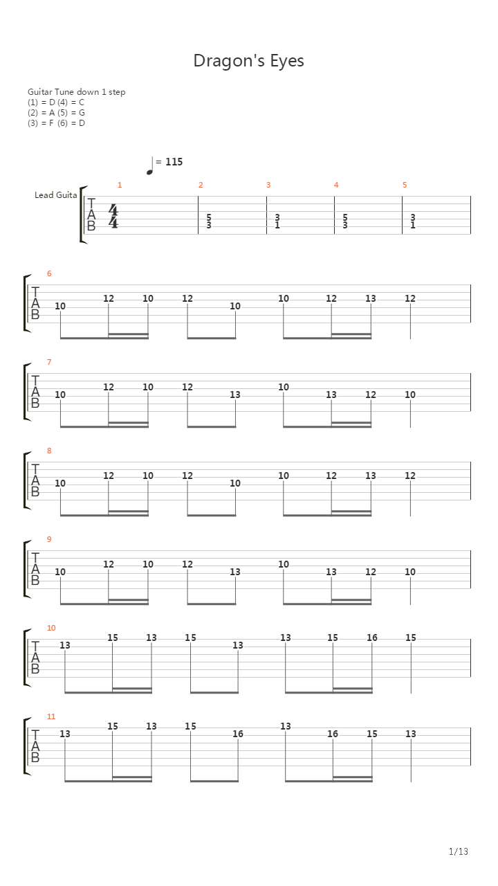 Dragons Eyes吉他谱