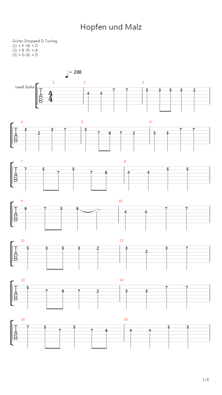 Hopfen Und Malz吉他谱
