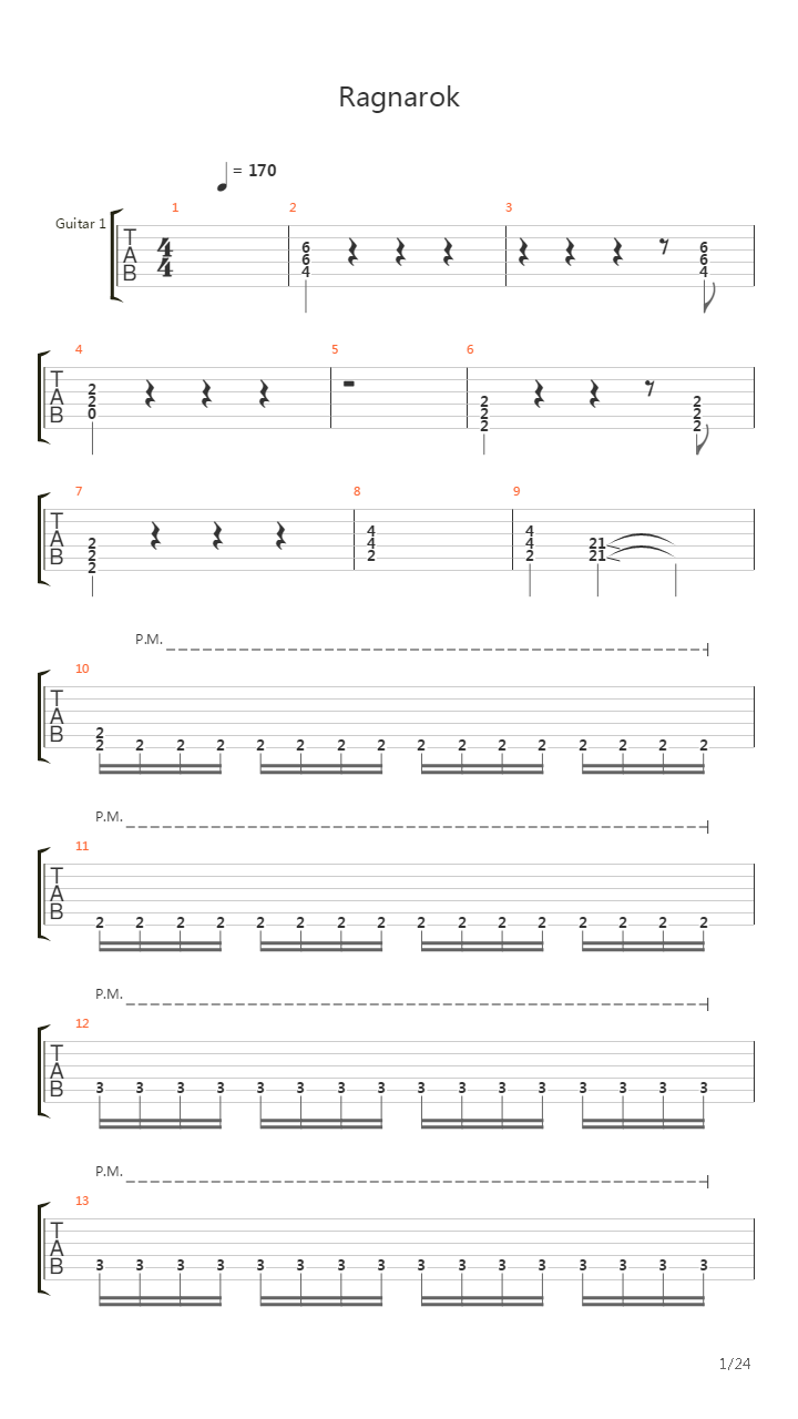 Ragnarok吉他谱