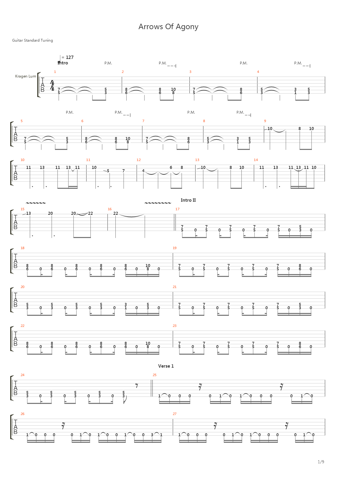 Arrows Of Agony吉他谱