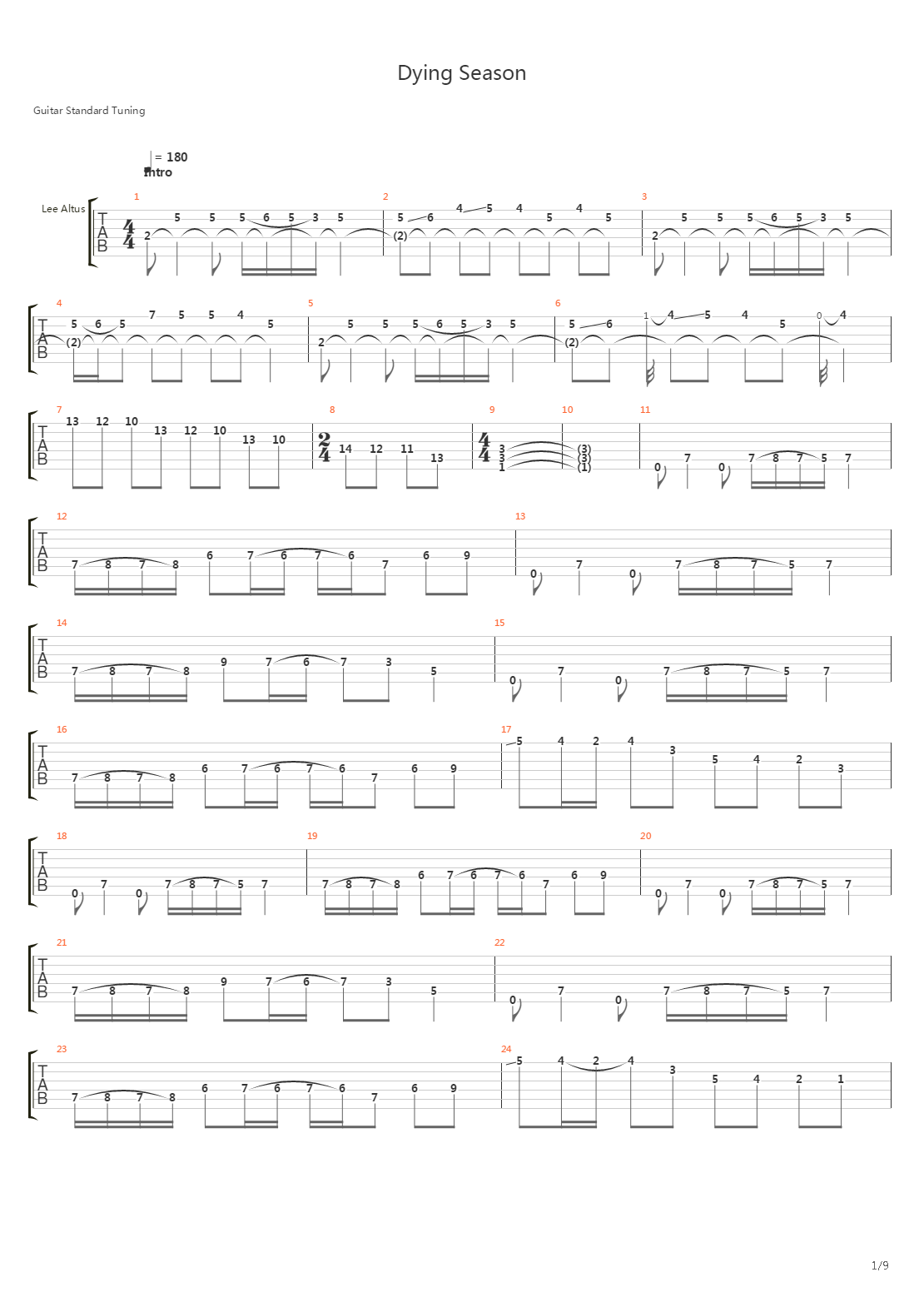 Dying Season吉他谱
