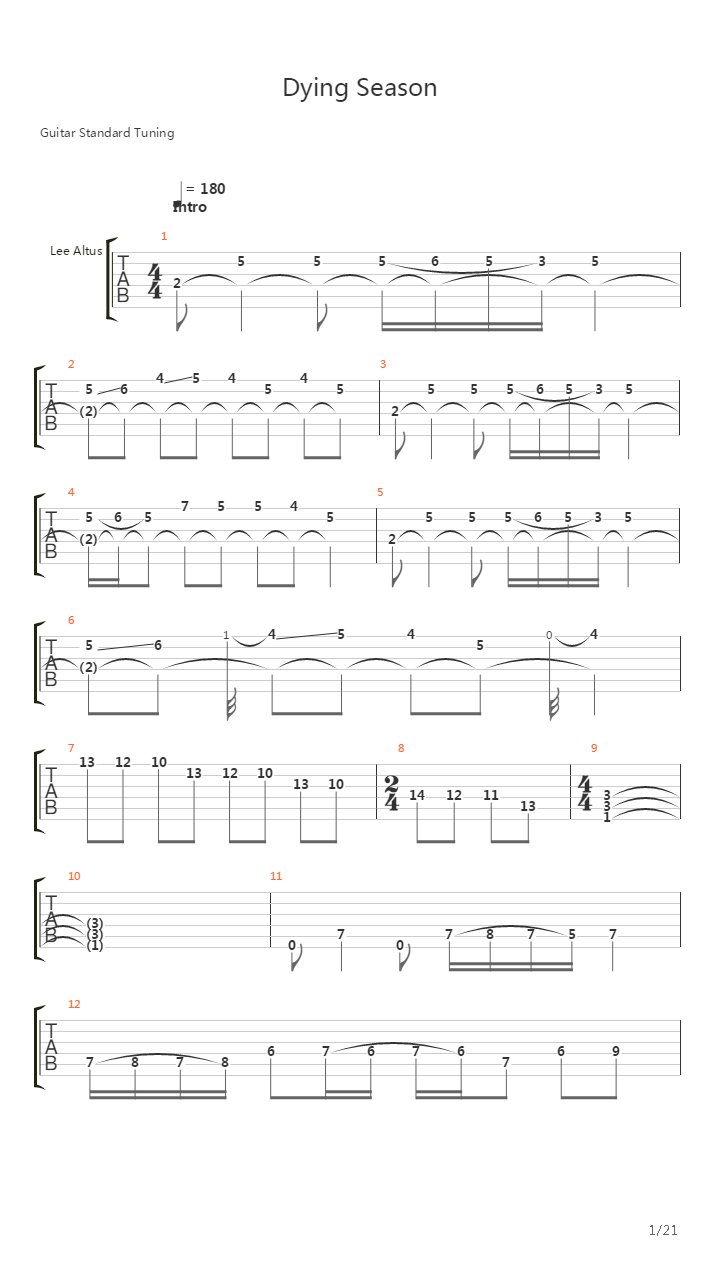Dying Season吉他谱