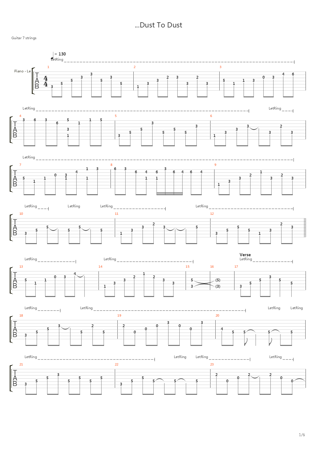 Dust To Dust吉他谱