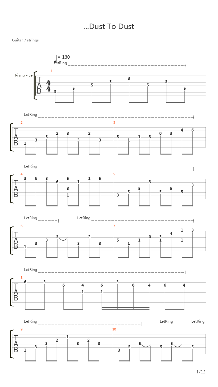 Dust To Dust吉他谱