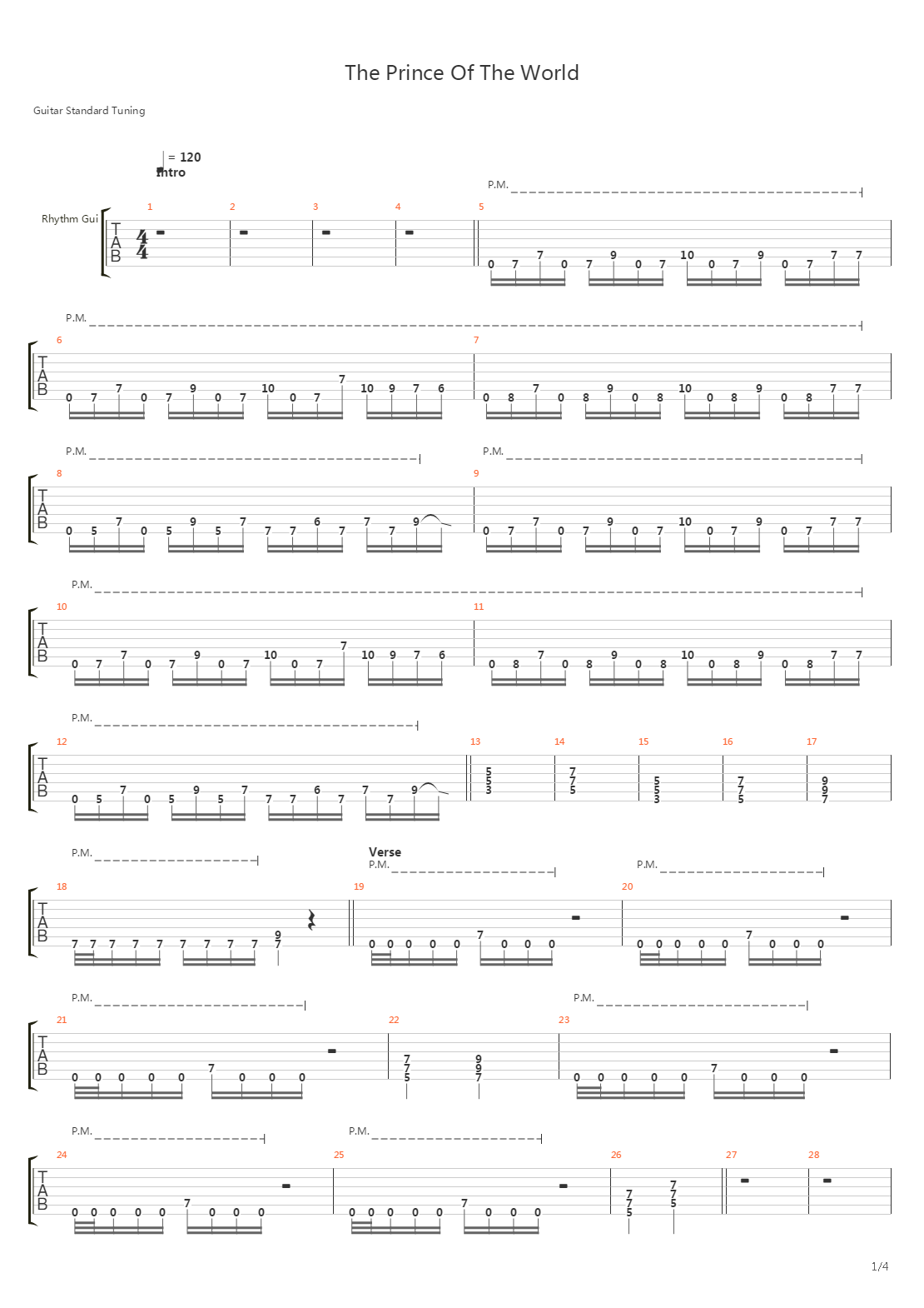 The Prince Of The World吉他谱