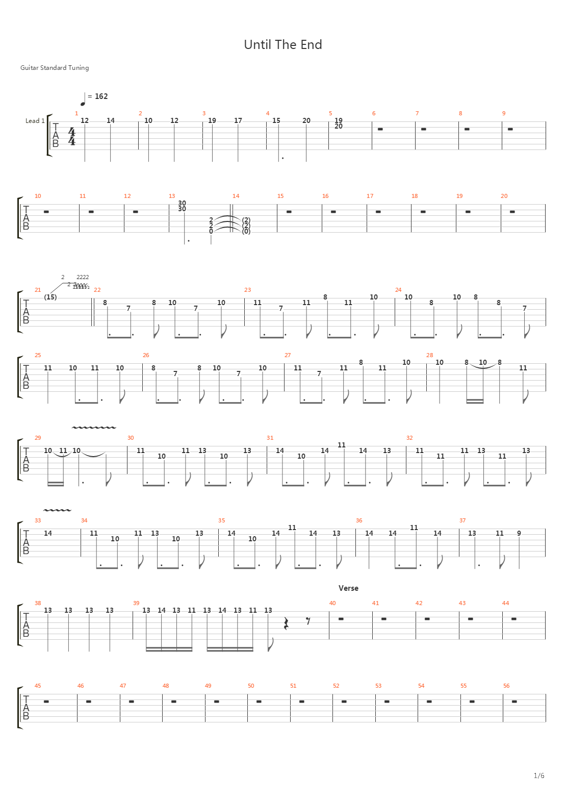 Until The End吉他谱