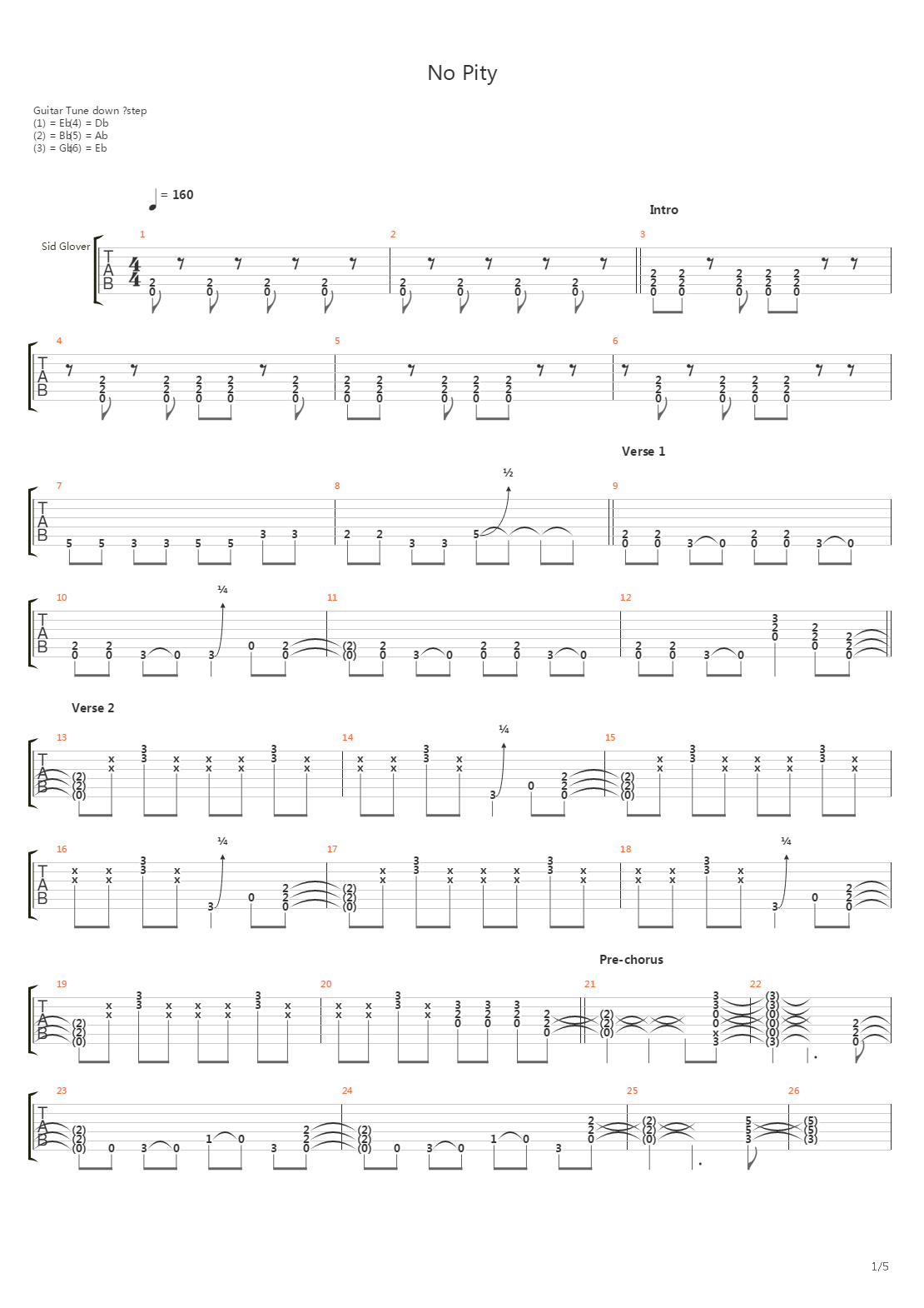 No Pity吉他谱