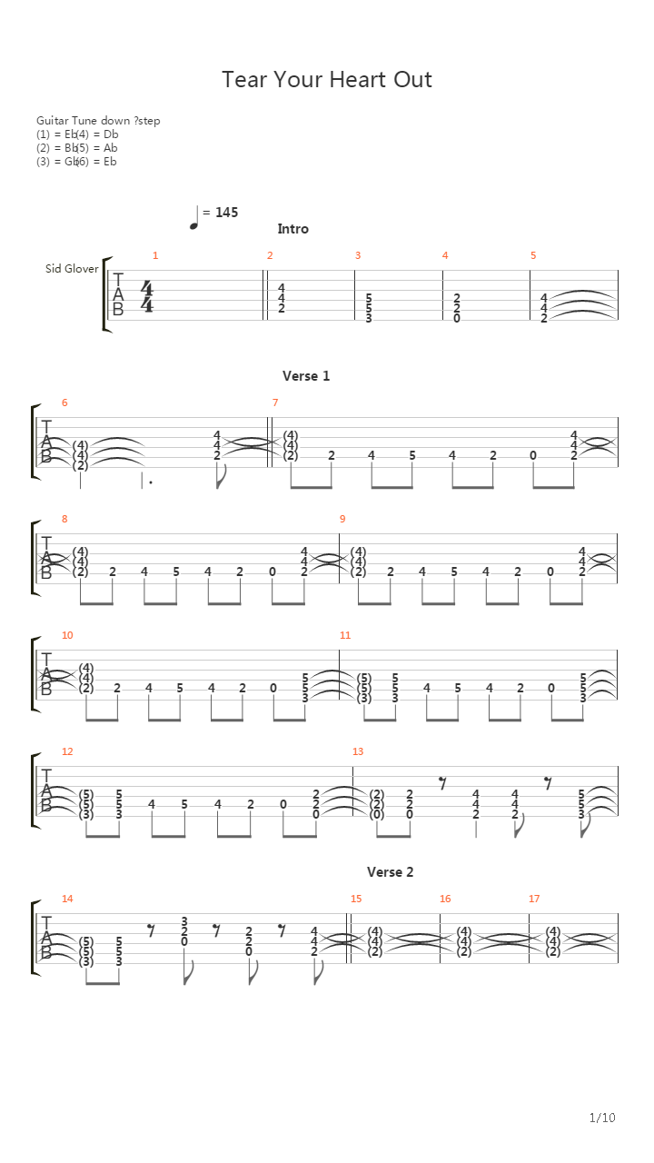 Tear Your Heart Out吉他谱