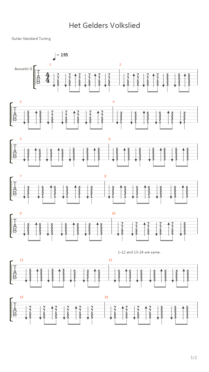 Het Gelders Volkslied吉他谱