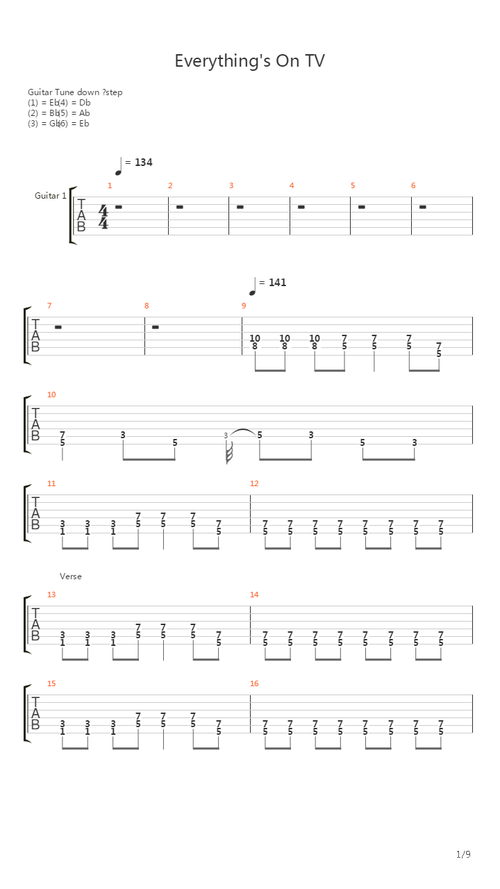 Everythings On Tv吉他谱