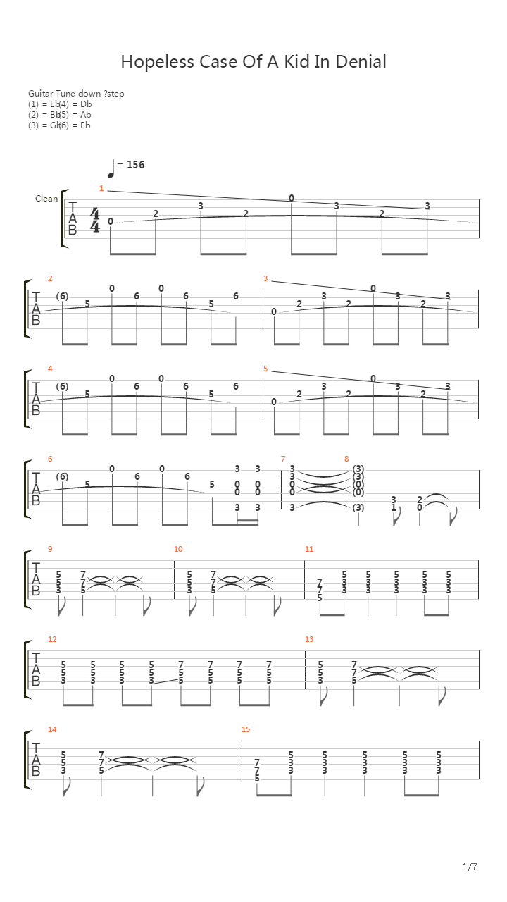 Hopeless Case Of A Kid In Denial吉他谱