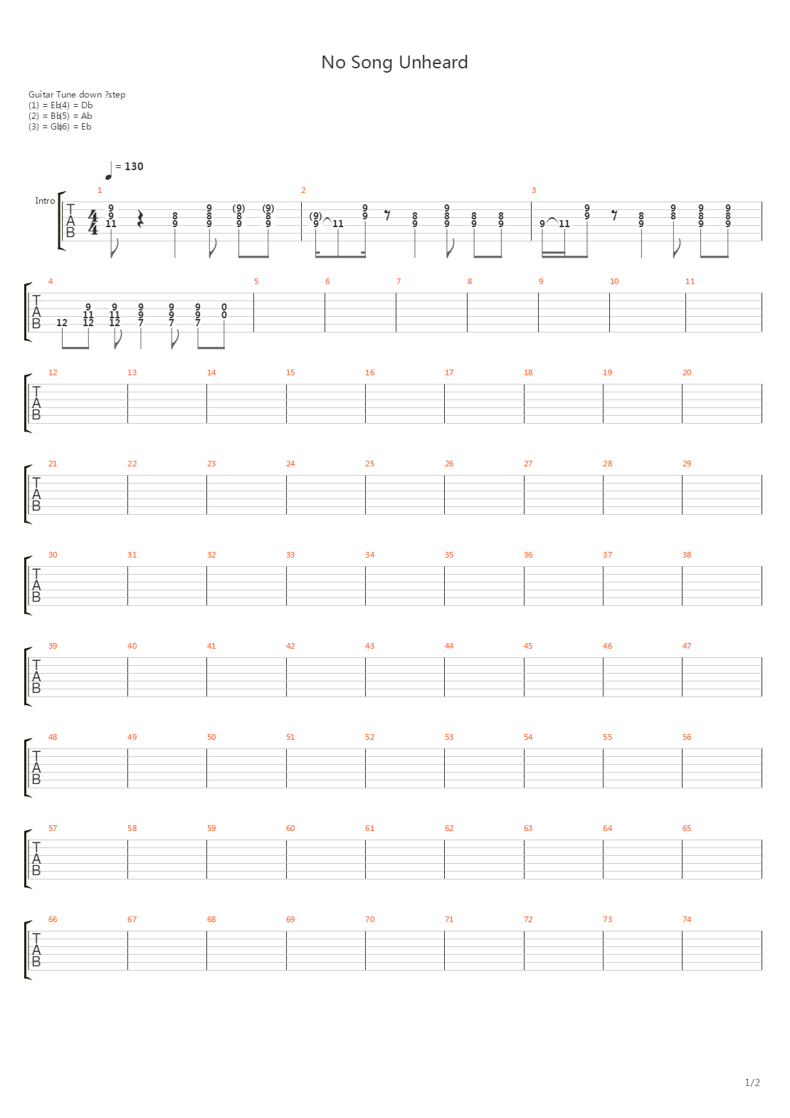 No Song Unheard吉他谱