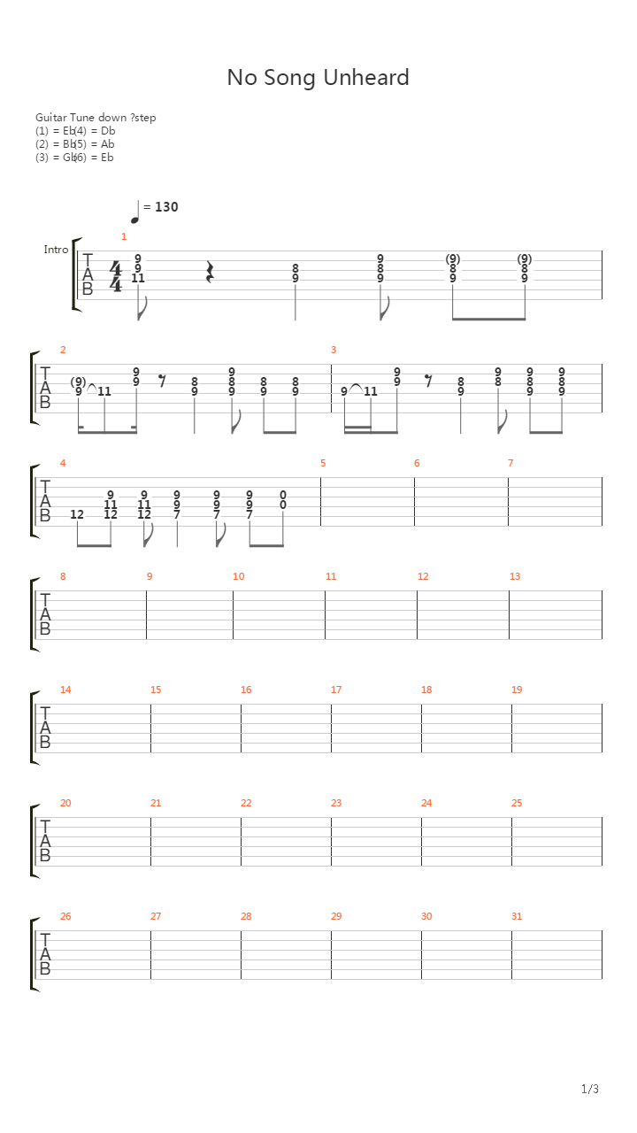 No Song Unheard吉他谱