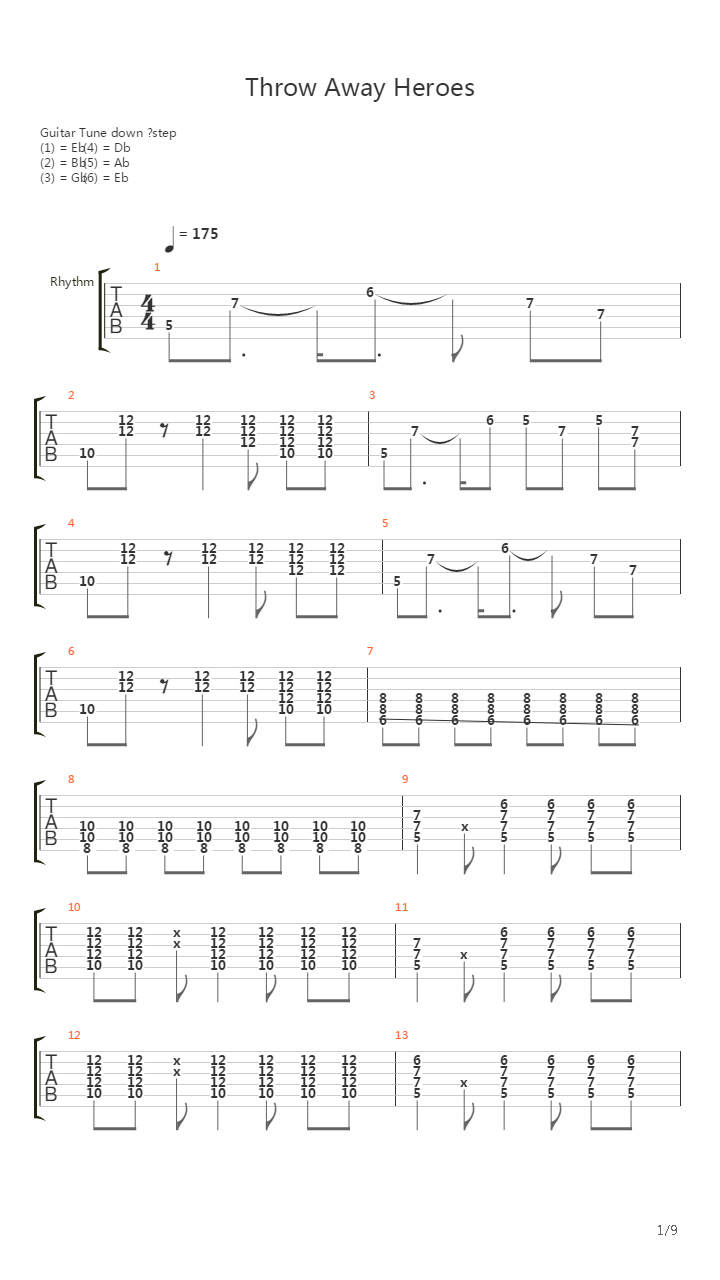 Throw Away Heroes吉他谱