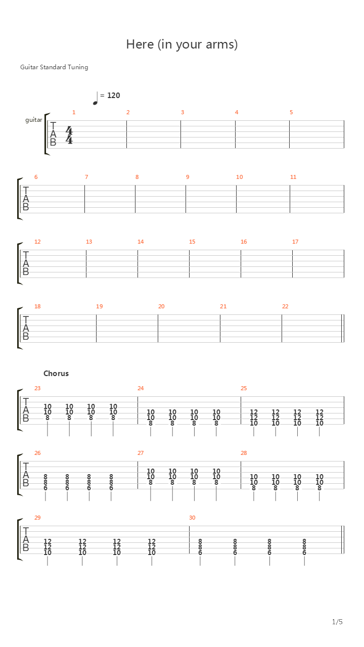 Here In Your Arms吉他谱