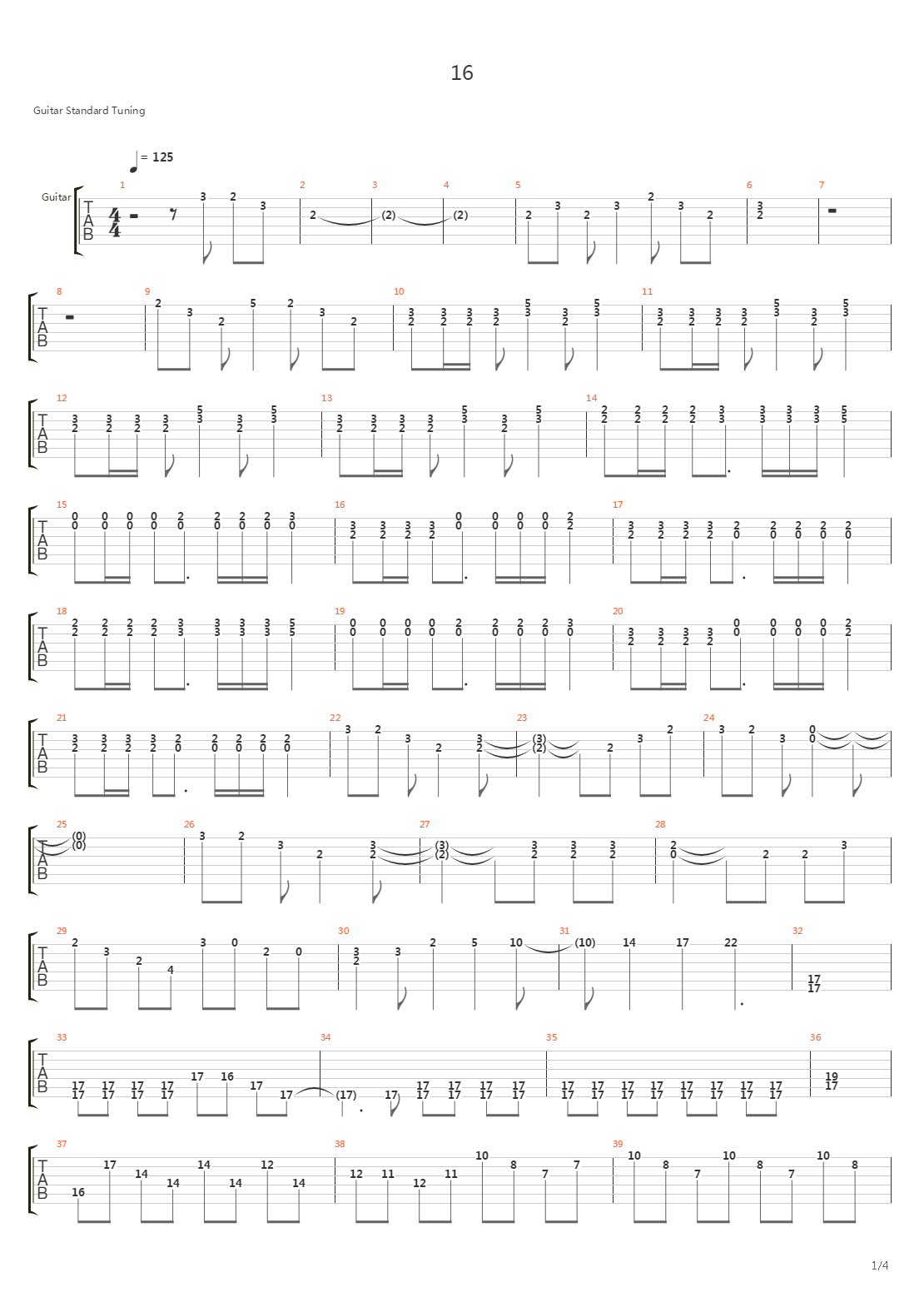 16吉他谱