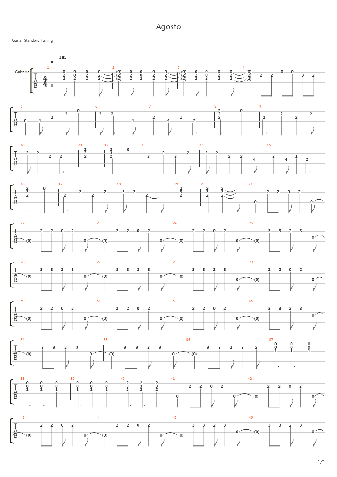 Agosto吉他谱