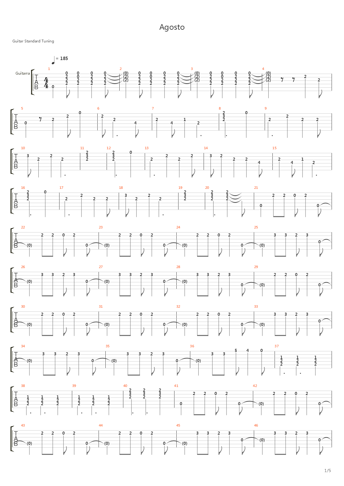 Agosto吉他谱