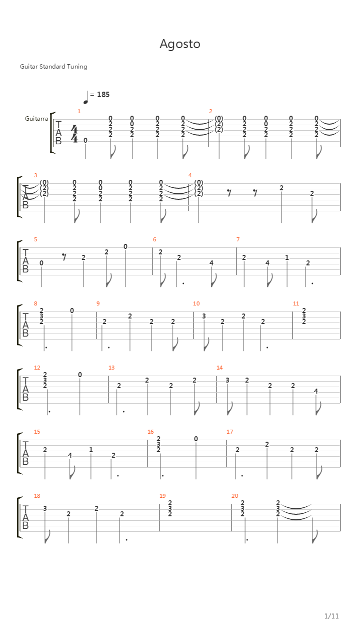 Agosto吉他谱