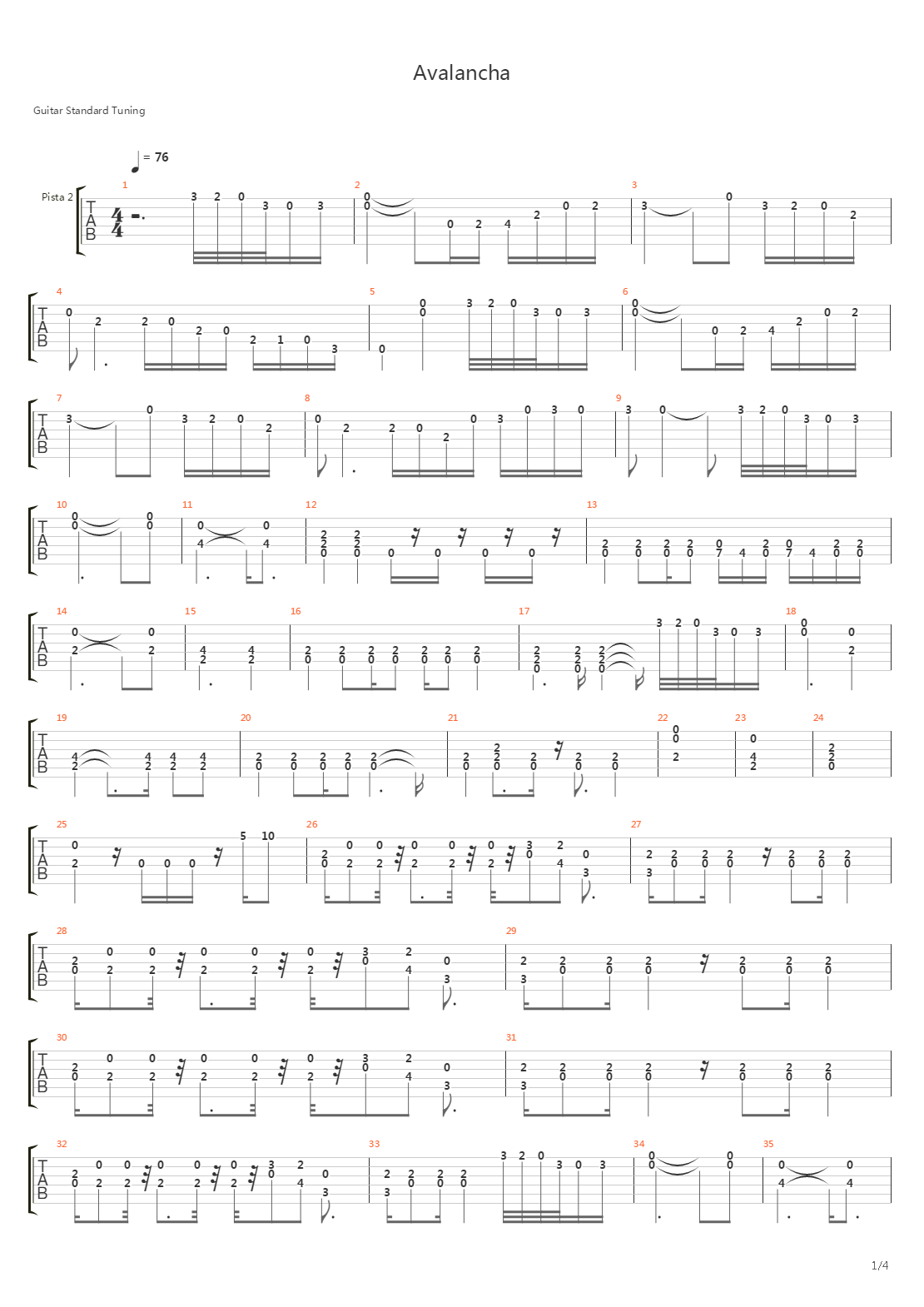 Avalancha吉他谱