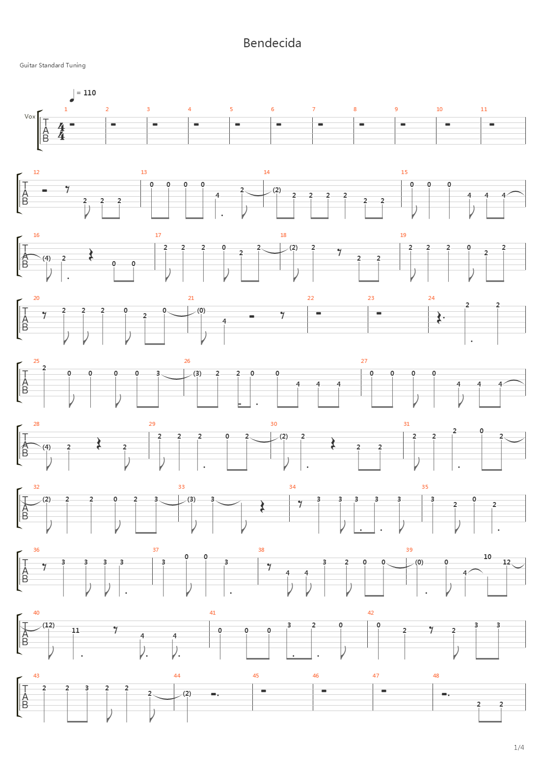 Bendecida吉他谱