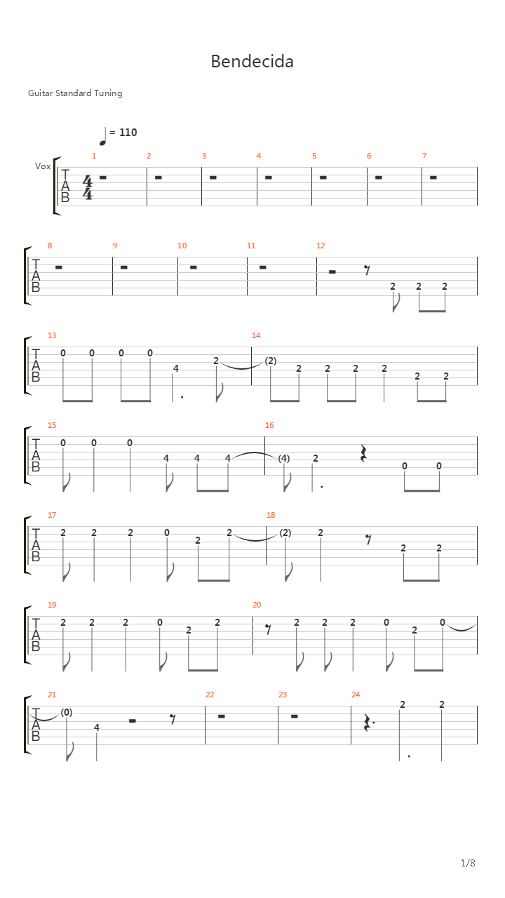 Bendecida吉他谱