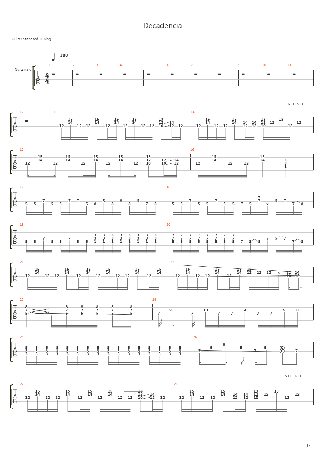Decadencia吉他谱