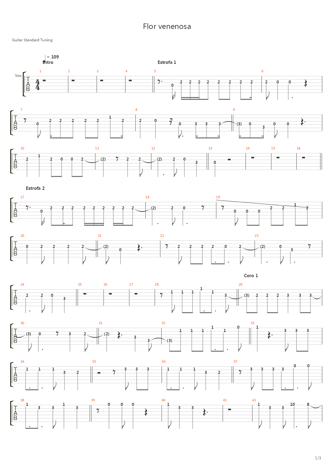 Flor Venenosa吉他谱