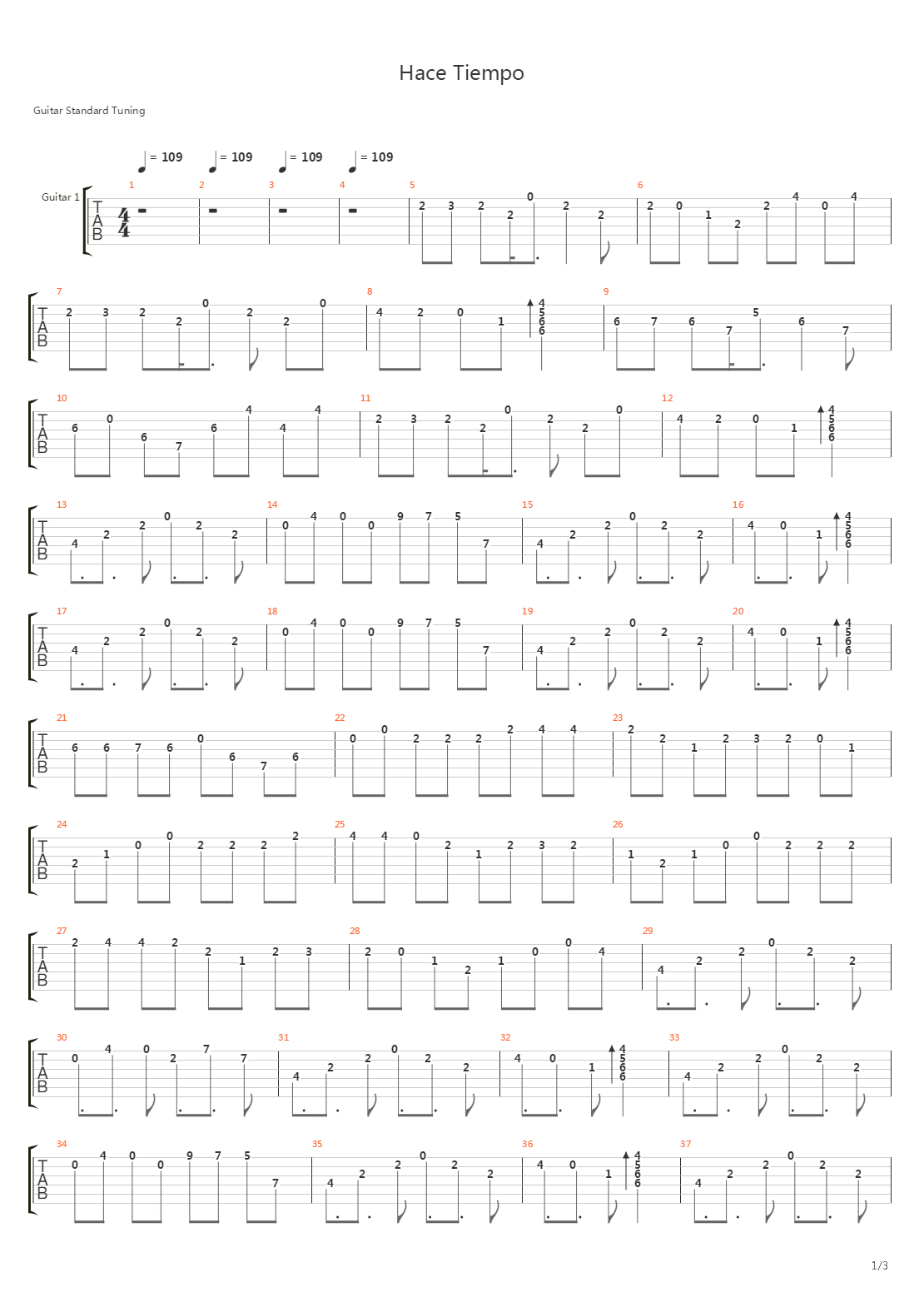 Hace Tiempo吉他谱