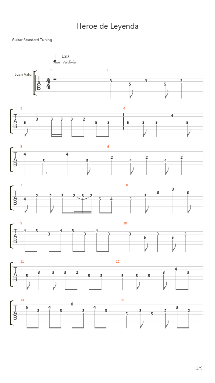 Heroe De Leyenda吉他谱