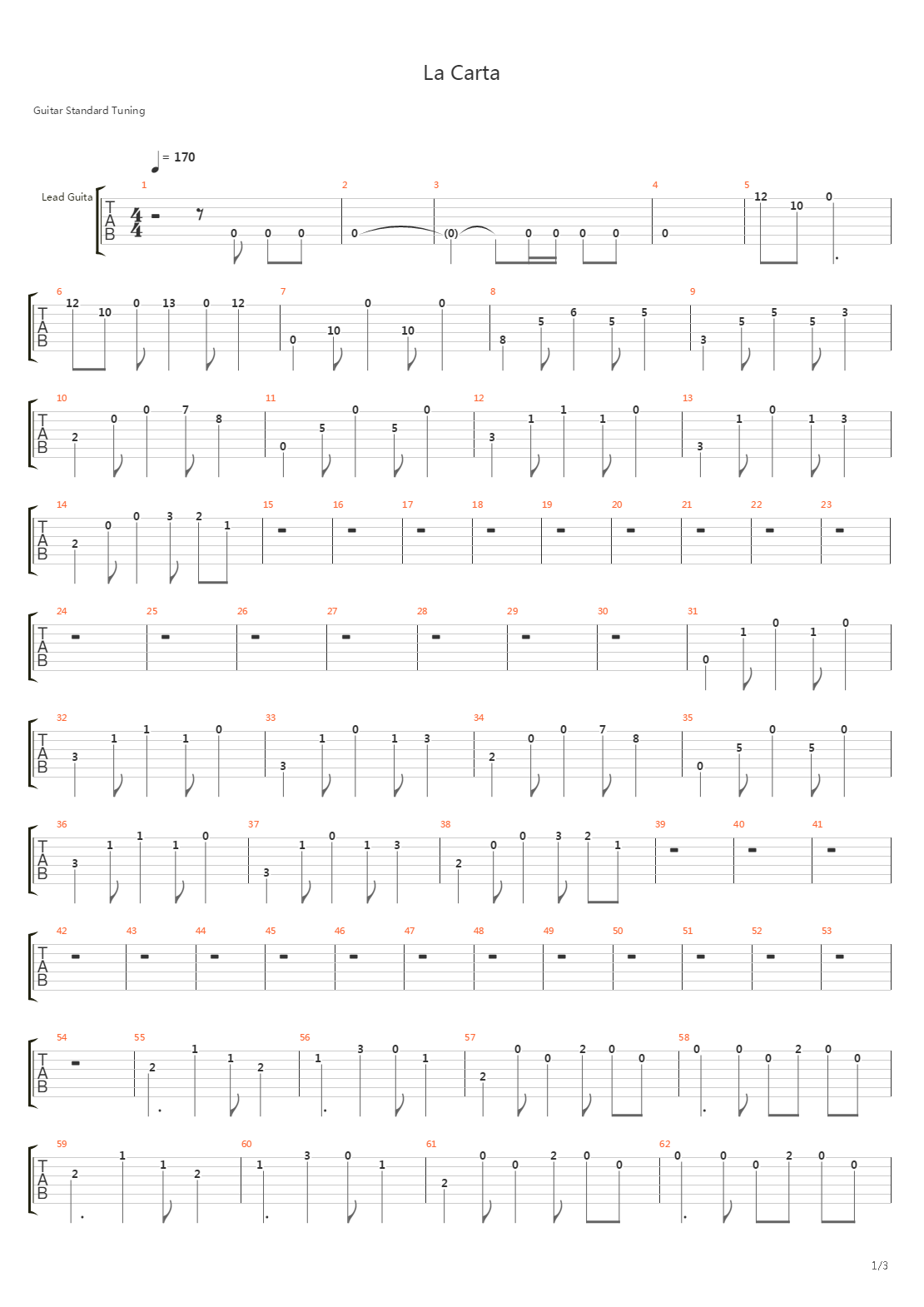 La Carta吉他谱