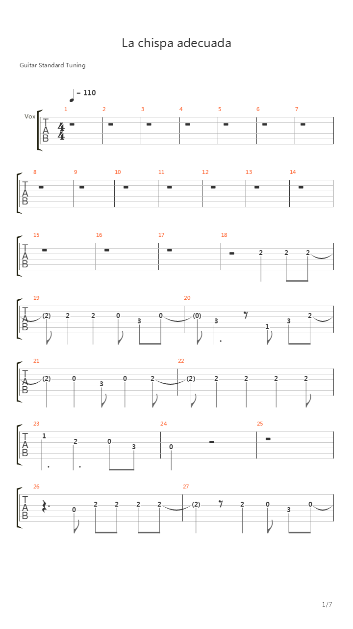 La Chispa Adecuada吉他谱