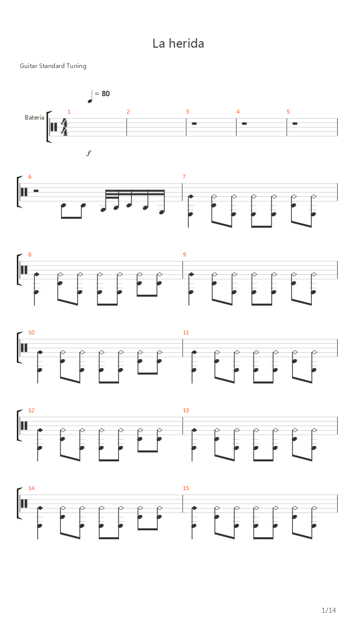 La Herida吉他谱
